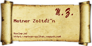 Metner Zoltán névjegykártya